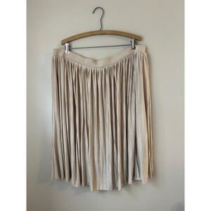 Y2K Charlotte Russe Plus Size 3X Beige‎ Pleated Midi Skirt Glam Party Holiday